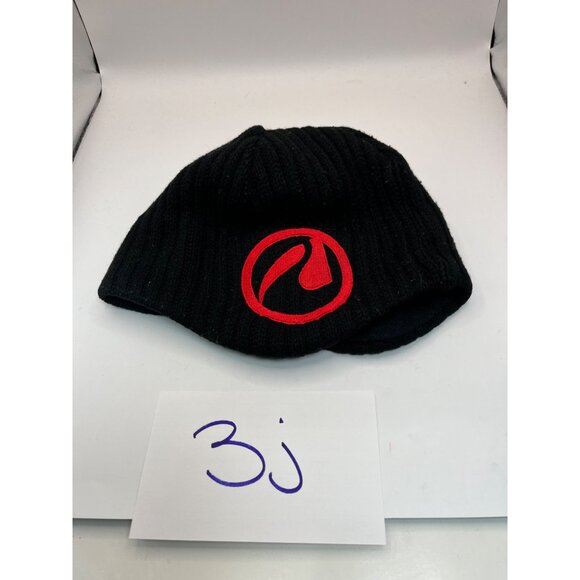 Lululemon Black Ribbed Beanie Hat With Red Logo Acrylic & Polyester Medium 3j - Picture 6 of 6